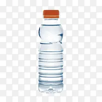 透明解渴橙色盖子的塑料瓶饮用水