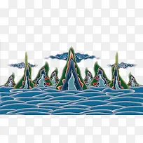 蓝色传统海水纹