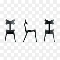 现代黑色椅子三视图