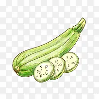 矢量卡通扁平化绿色西葫芦png