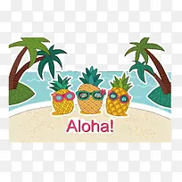 海滩摇滚菠萝海报