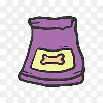 紫色手绘狗粮袋子元素