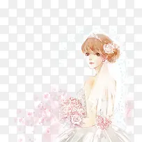 314白色情人节婚礼穿婚纱女孩