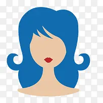 蓝色长发女士假发模型