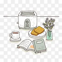 手绘读物清新小插画