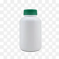 白色瓶身绿色盖子的塑料瓶罐实物