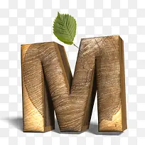 高清免抠立体木头英文字母M