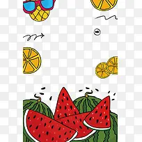 夏日手绘小清新水果边框