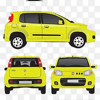 黄色小汽车的三视图