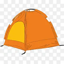 手绘卡通橙色帐篷