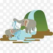 大象喷水矢量图