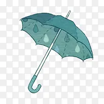 墨绿色手绘雨伞装饰图案