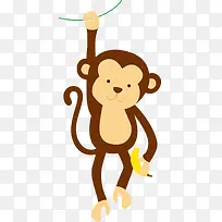 拿香蕉的猴子矢量图