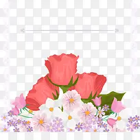 手绘玫瑰小雏菊装饰信件边框