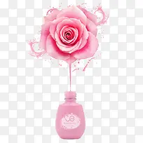 粉红色玫瑰花指甲油瓶