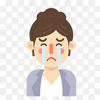 卡通女子哭泣表情矢量图