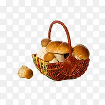 手工编织篮装蘑菇
