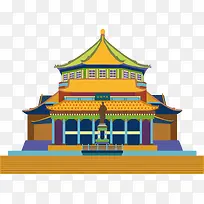 手绘古风城楼矢量图