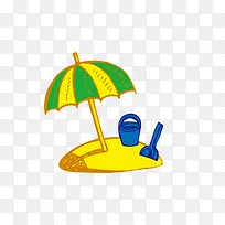 沙滩遮阳伞卡通矢量素材