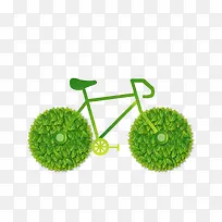 绿色树叶组成的自行车