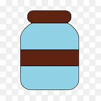 蓝棕色间隔的塑料瓶罐卡通