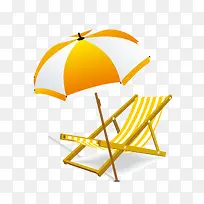 矢量卡通手绘休闲沙滩椅遮阳伞免