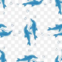 夏日世界海洋日元素海豚双舞背景