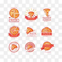 矢量红色简约意大利披萨标识