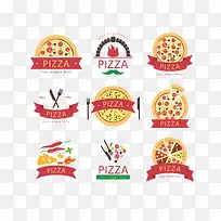 矢量彩色意大利菜披萨标识