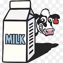 卡通牛奶盒和奶牛