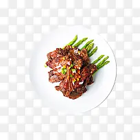 实物正上方视角羊排豆角