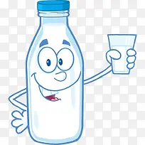 卡通牛奶瓶拿着杯子