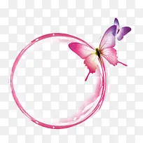 粉色透明气泡蝴蝶效果元素