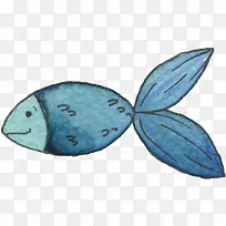 水彩蓝色小鱼