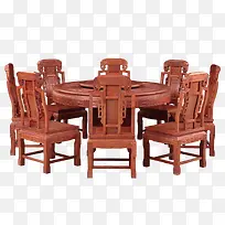 实物实木红木家具餐桌餐椅圆桌