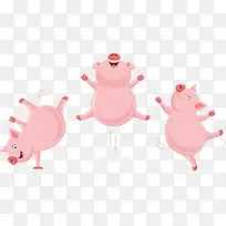 三只粉红色的小猪矢量图