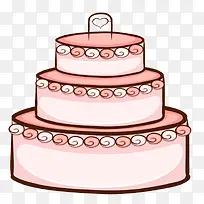 粉色可爱三层结婚蛋糕