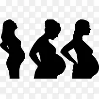 3个孕妇剪影矢量图