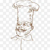 素描人物厨师