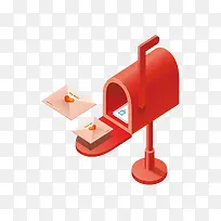 红色信箱里的爱心信封