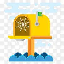 卡通黄色长蜘蛛网的信箱设计