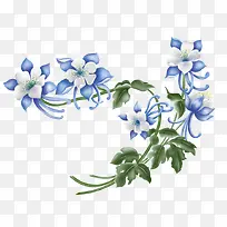 蓝色一串串花朵角边装饰图