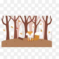 秋季树林里的小狐狸