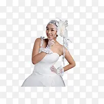 穿婚纱拍照的女人