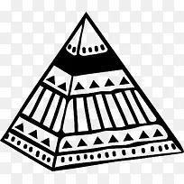 卡通黑色线条古埃及金字塔