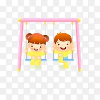卡通荡秋千的小孩