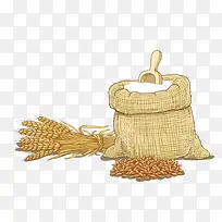 手绘小麦麦麦粒大米