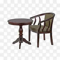 红木制成的圆桌子与椅子