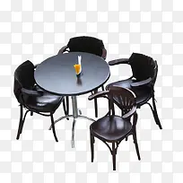 高档的黑木圆桌与椅子