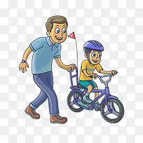教孩子骑自行车的父亲